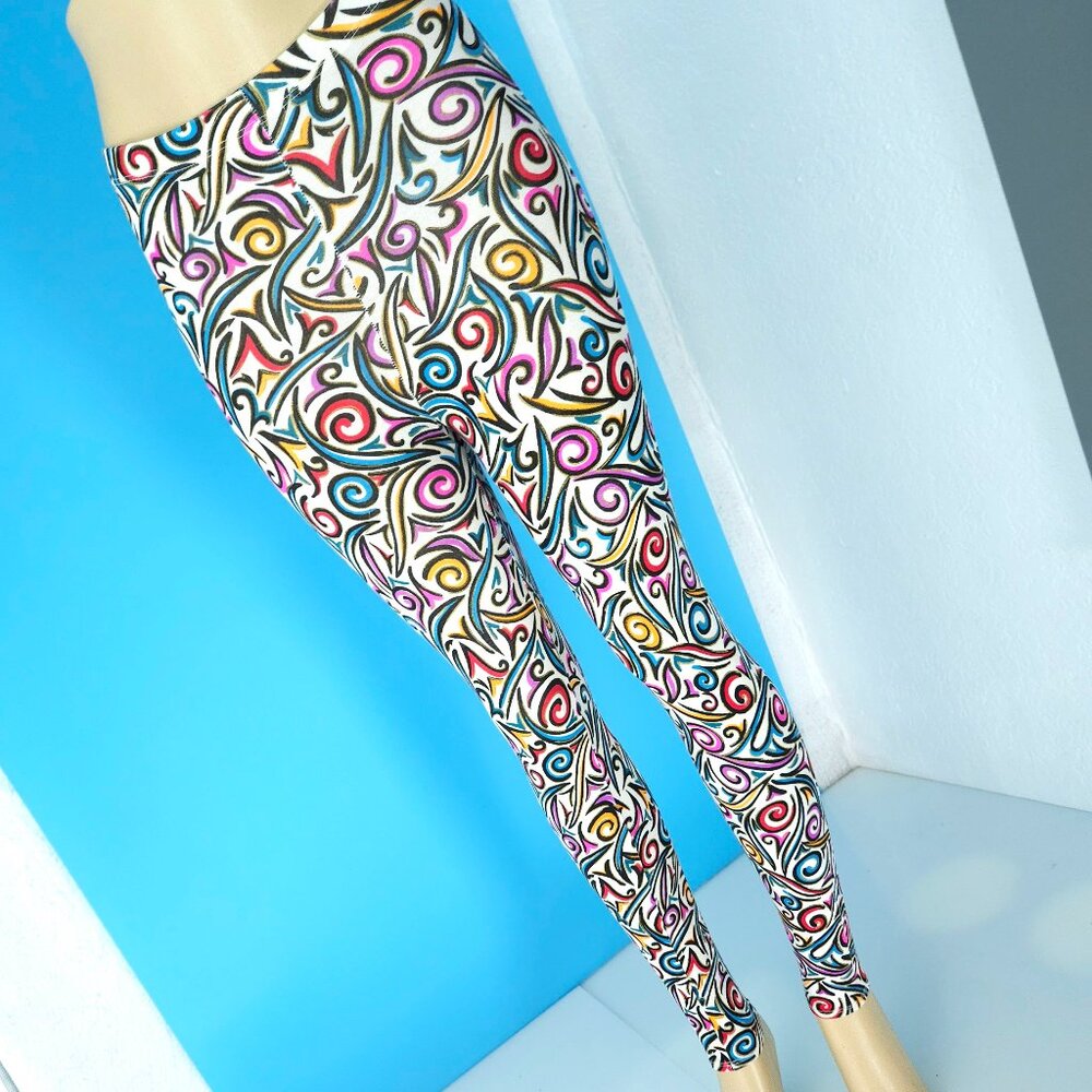 Gilda Marx VINTAGE Tights COLORFUL Printed Stretch TIGHTS Sz Small
